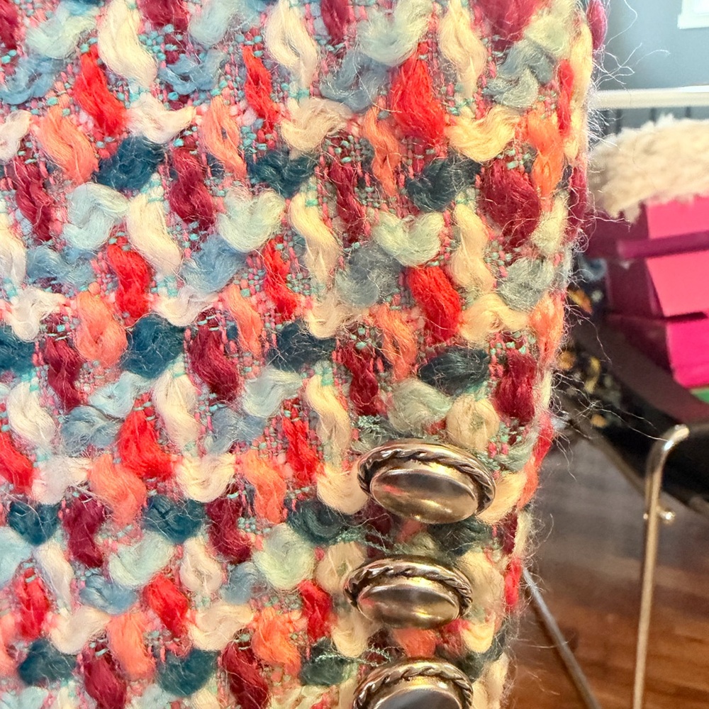 MSGM Pink Multi Tweed Long Maxi Coat - Picture 6 of 14